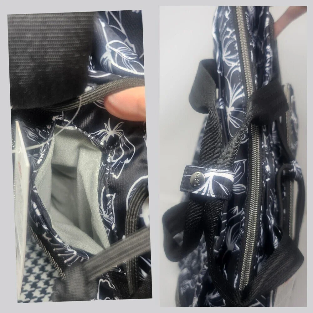 Lug Bustle Convertible Tote Crossbody Adjustable Strap Outline Floral Black NWT